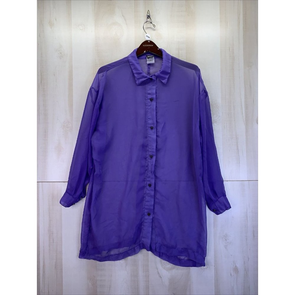 Vintage 1990s Knapp Studios Sheer Shirt Dress Womens Small USA Made-8655